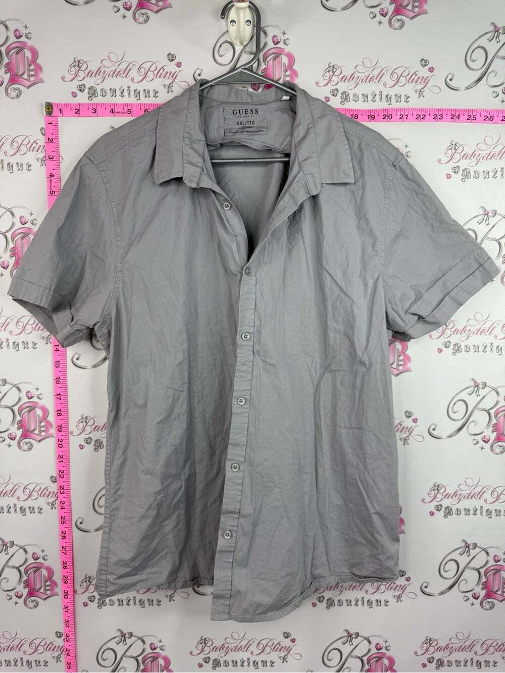 GUESS shirt tee Men’s Short Sleeve Button-Up Shirt in Gray